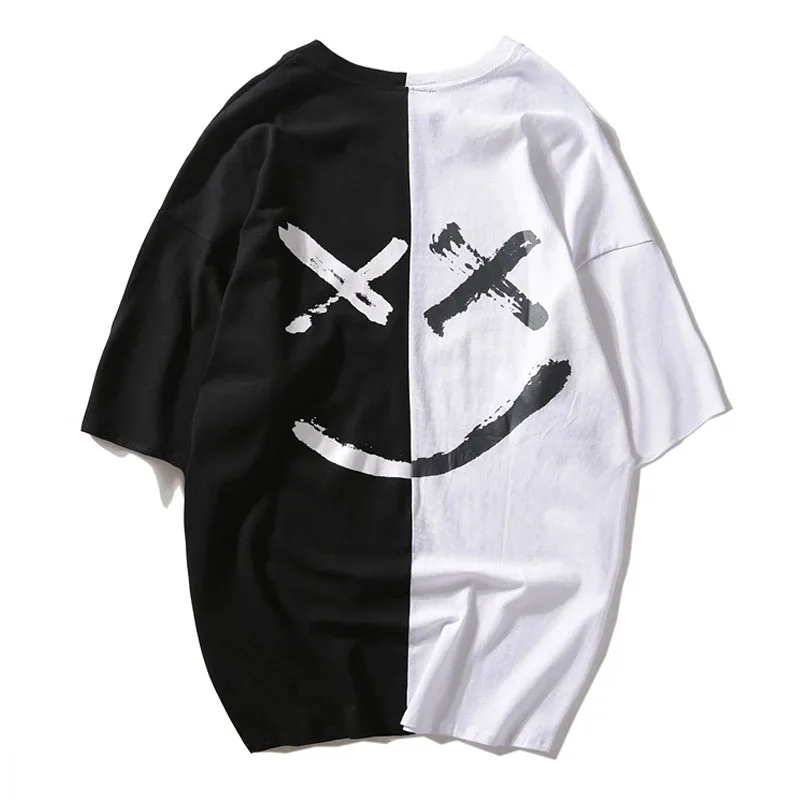 

Usa Men Cotton Tshirt Smile Print Streetwear Short Sleeve Us Size S-XL