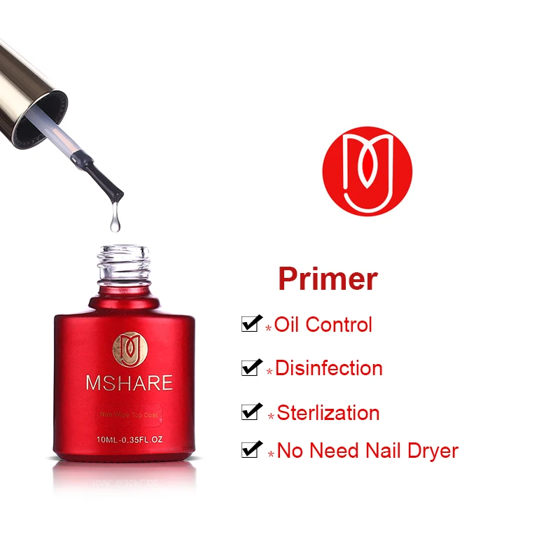 MSHARE праймер для ногтей Грунтовка База Lquid Top Coat подкрепление UV гель Matt Топы Лаки