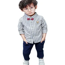 

Boy Fashion Clothing Kids Clothes Casual Boy Clothes Autumn Clothing Set Gentleman Suit Plaid Long Sleeve Children Clothing