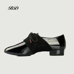 BD DANCE SHOES Latin Shoes Ballroom MEN Shoe Modern Soft Cowhide Sole BDDANCE 322 Two Point Sole Imported Patent Leather Slip-UP