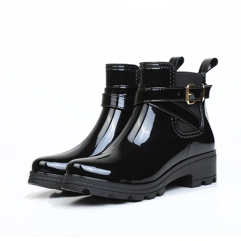 

2019 New Fashion Rain Boots Woman Hot Chelsea Boots Women Rubber Boot Ankle Boots Female Spring Autumn Ladies Shoes Black Flats