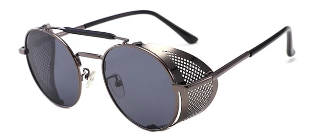 DPZ винтажные круглые металлические солнцезащитные очки стимпанк стиль боковая сетка брендовые дизайнерские очки Oculos De Sol Shades УФ Защита - Цвет линз: 66247 c2