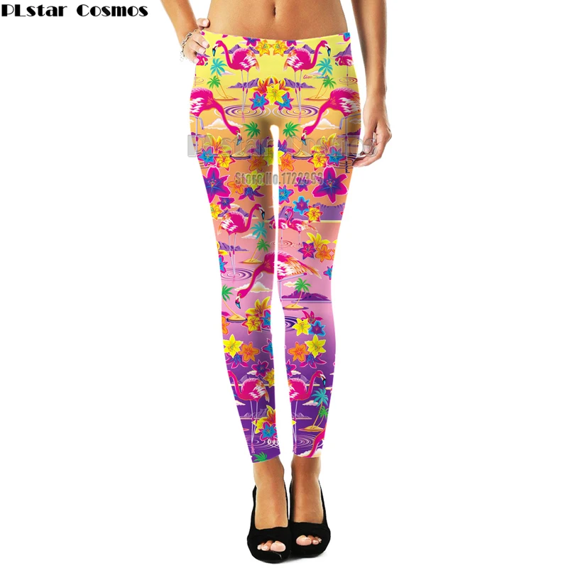 

PLstar Cosmos Plus Size Cartoon Animal Leggings Womens 3D Print Lisa Frank Flamingo Leggings Women Workout Fitness Leggins Mujer