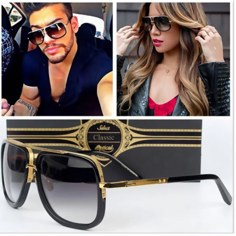 Luxury Brand Designer Twin-Beams Square Sunglasses Men Women Vintage Driving Cool Gradient Sun Glasses For Male oculos de sol