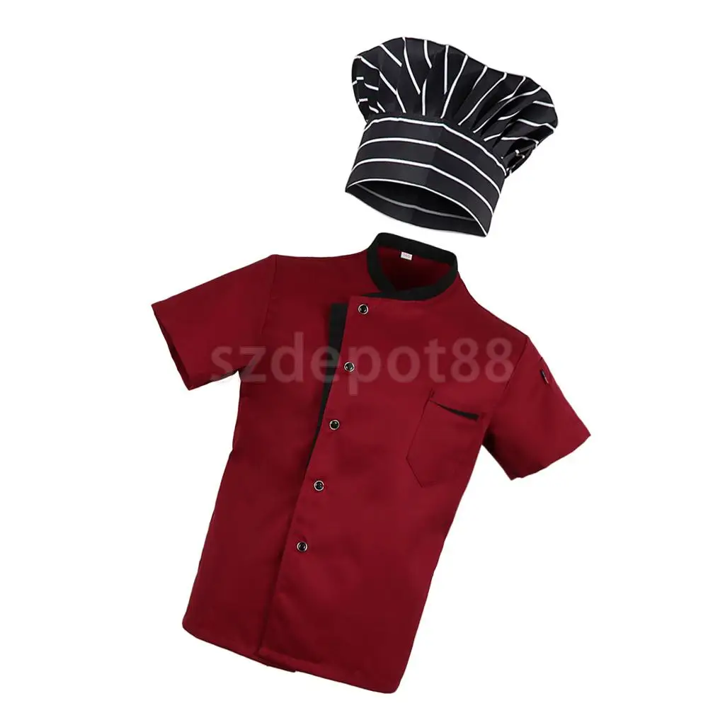 Chef Hat Five Star Chef Jacket Chefs Coat Catering Uniform for Mens Womens 