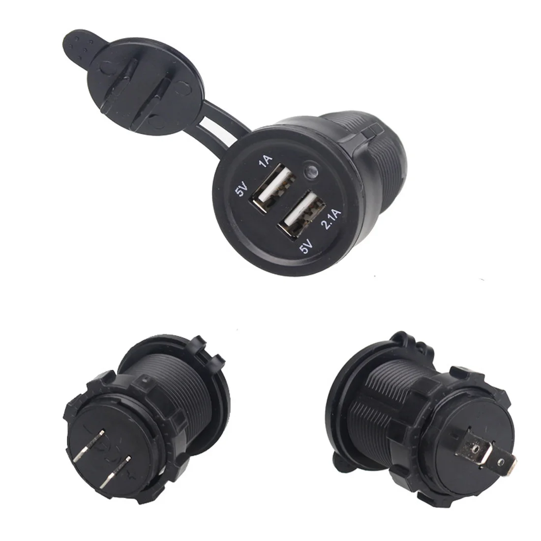 12 V-24 V Автомобильное USB Зарядное устройство с кабелем для мотоциклов авто грузовик светодиодный свет для лодки Двойной зарядка с usb-разъемом