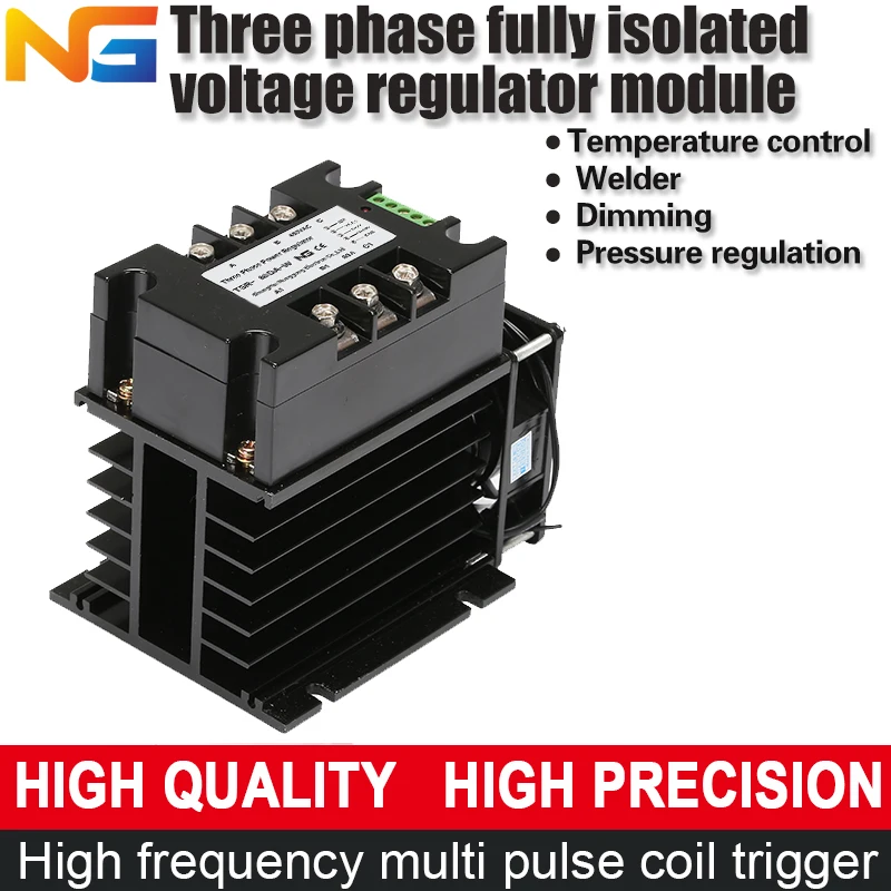 

Three phase voltage regulator module isolating 80A thyristor power control heating with radiator and fan 1-5V 0-10V 4-20mA