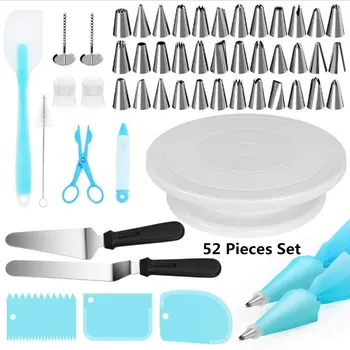 

Cake Decorating Tools Pastry Bag Nozzles Pieces Baking Kit Turntable Scrapers Stand Pen Spatula Stainless Tip Set