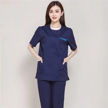 Летние женские больничные медицинские наборы для скраба стоматологическая клиника и салон красоты униформа медсестры мода Slim Fit медицинская Рабочая одежда