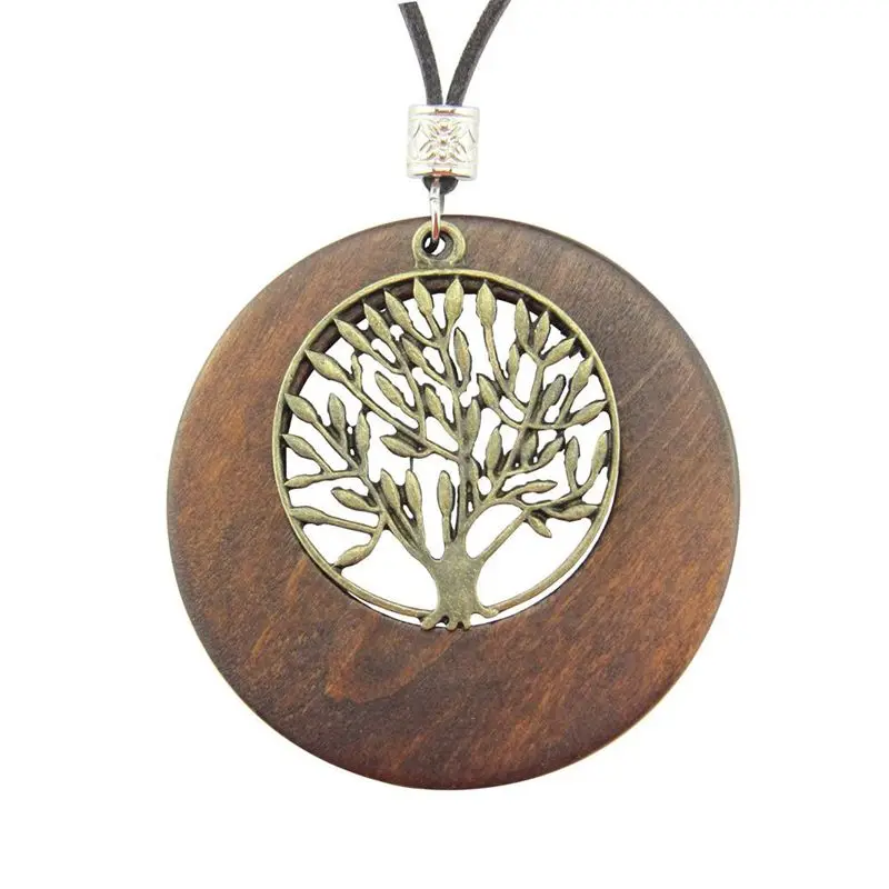 Maxi necklace Vintage necklaces pendants Women Jewelry Fashion choker necklace Alloy Life Tree Wooden Pendant Necklace Wood