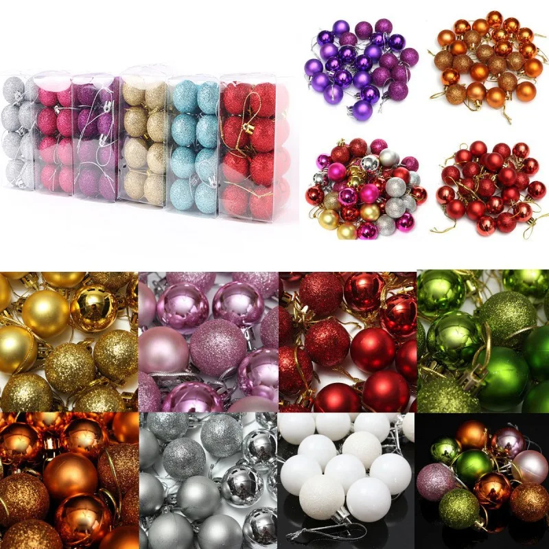 

24 Pcs/Set Glitter Chic Christmas Tree Ball Baubles Xmas Party Wedding Hanging Ornament Christmas Decoration Z
