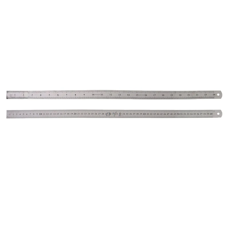 Нержавеющая сталь двухсторонняя измерительная линейка с прямым краем 60 см серебро