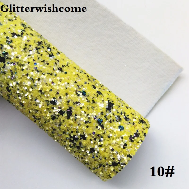 Glitterwishcome 21X29 см А4 Размер синтетическая кожа, плотная блестящая кожа с стрейч подложкой кожаные листы для бантов, GM058A