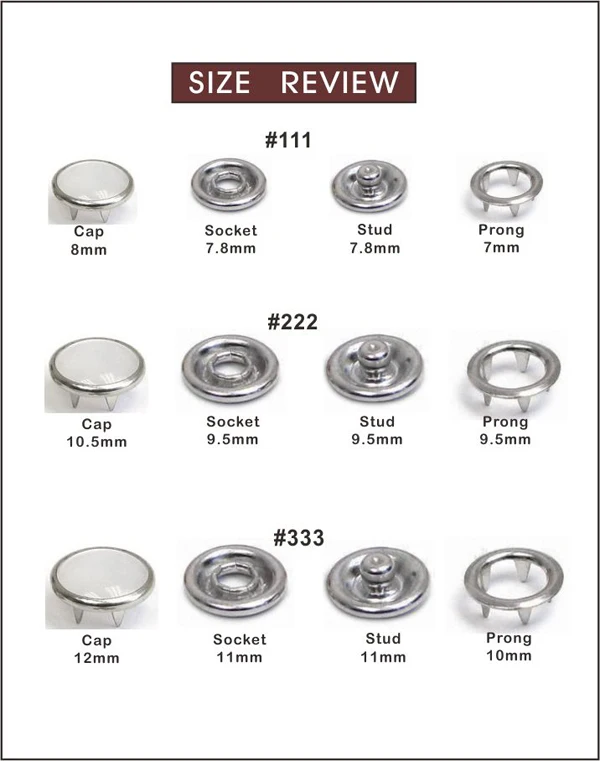 50 наборов металлические кнопки 4 #111/#222 #333 8 мм/10 мм/12 мм|prong snap|snap button fastenerbutton fastener |