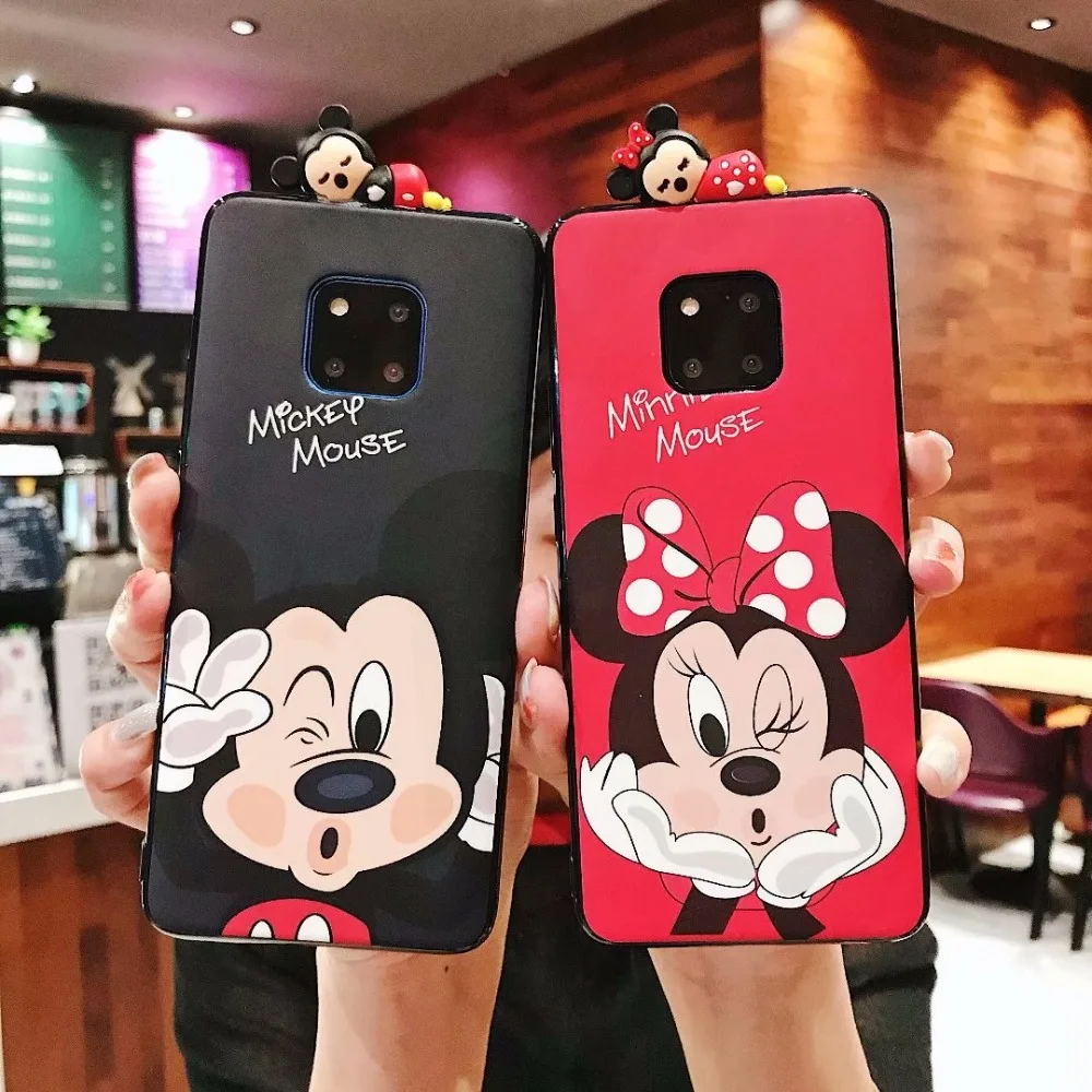 

3D Cartoon Mickey Minnie Phone Cases for Huawei P20 Mate 20 P30 Lite Plus Couple Matte Soft Silicone TPU Cover For Huawei Nova 4