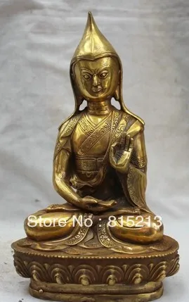 

bi00580 9" Tibet Tibetan Buddhism Bronze Gild Seat Flower Je Tsongkhapa Buddha Statue