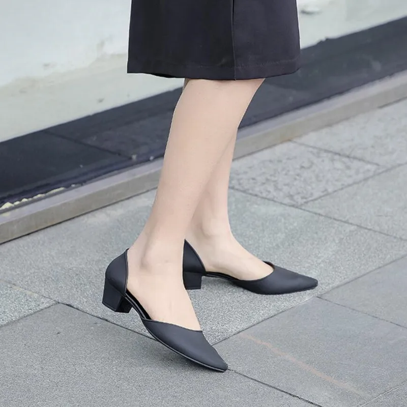 Rouroliu Women Solid Color Jelly Shoes Summer Non-Slip Pointed Toe Mid Heel Sandals Woman Shallow Casual Shoes FR99 Rouroliu Women Solid Color Jelly Shoes Summer Non-Slip Pointed Toe Mid Heel Sandals Woman Shallow Casual Shoes FR99