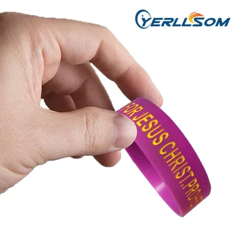 

YERLLSOM 50PCS/Lot High Quatlity Custom 1 inch rubber bracelets with ink filled logo for promotional gifts P041504