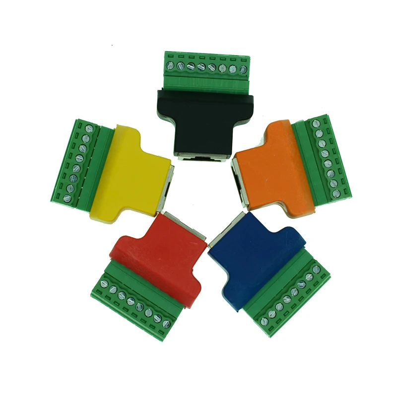 5 шт. цветной коннектор RJ45 к винту адаптер клеммной колодке гнездо К 8 контактному