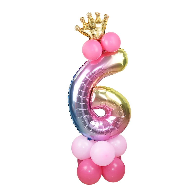 13 шт./компл. ко дню рождения всех цветов радуги номер Фольга шары Детские 1st День рождения украшения воздушные шары с днем рождения воздушные шары - Цвет: Number 6
