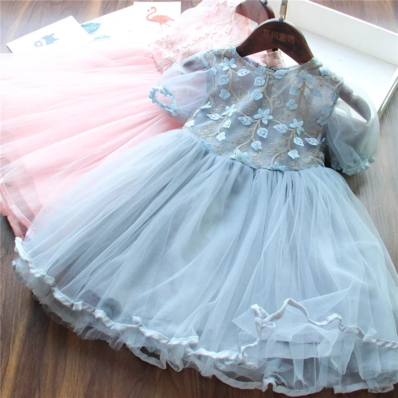 

Children Infant Princess Dress Summer ruffles holiday Baby Girls Kids Mesh Wedding Party Embroidery Flowers Dresses Tutu Dress 7