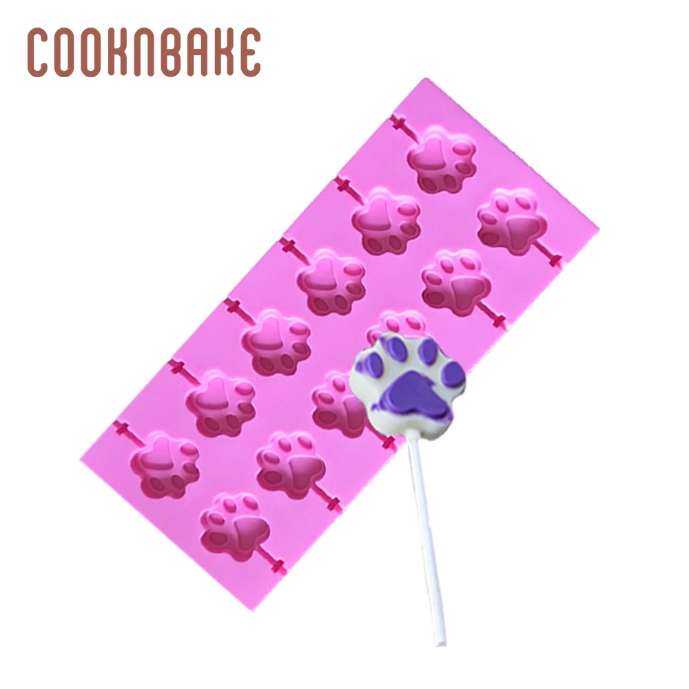 

COOKNBAKE Silicone Mold for Lollipop Candy lollipops Form cat paw silicone cake decorated pastry baking mold Chocolate ice mould