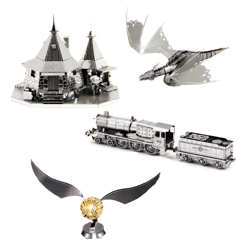 

3D Stereoscopic DIY Stainless Steel Jigsaw Puzzle Toys Dragon Retro Train Mini Model Assembling Collection Toys For Kids Adult