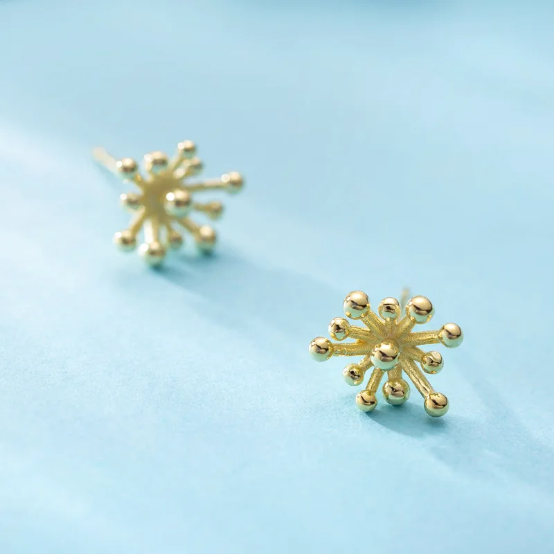 

Korean New Unique Clustered Balls 925 Sterling Silver Gold Earrings For Women Personality Balls Stud Earrings Fashion Jewelry