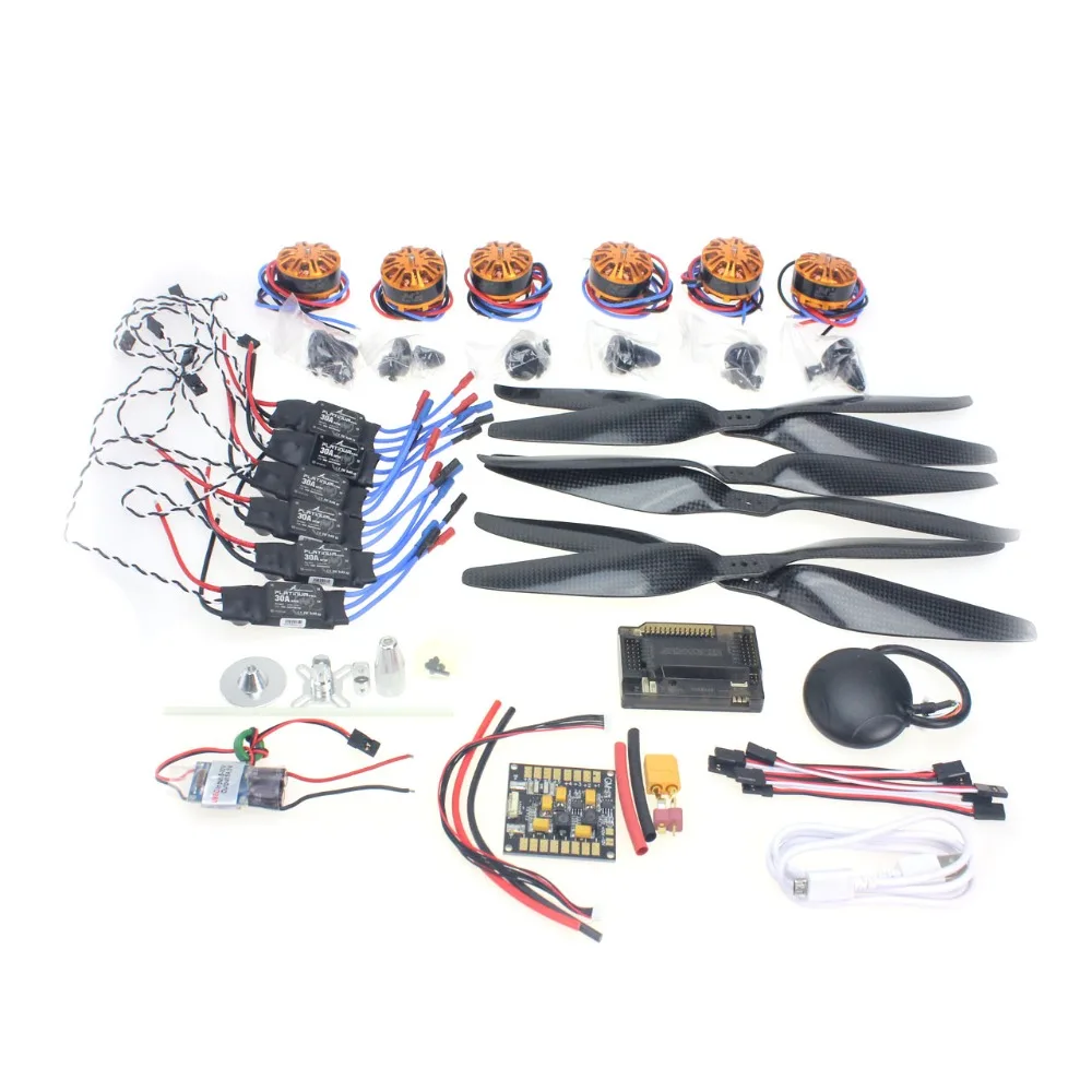  RC HexaCopter Aircraft Elektronische: 700KV Brushless Motor 30A ESC 1255 Propeller GPS APM2.8 Fligh