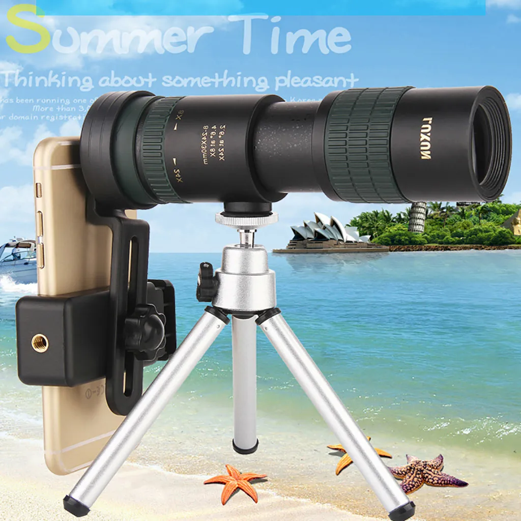 

New8-24X30 Adjustable Zoom Monocular Telescope Lens Phone Camera Lens Tripod Kit
