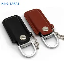 KING SARAS 64 Гб 4 цвета кожа с цепочкой для ключей модель usb флэш-накопитель usb 2,0 4 ГБ 8 ГБ 16 ГБ 32 ГБ флэш-накопитель подарок