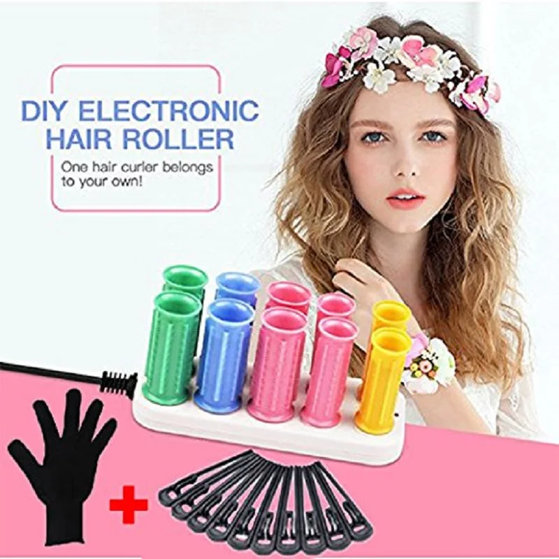 Vamsluna 10pcs Heating Pear Hair Ceramic Hot Rollers For Long