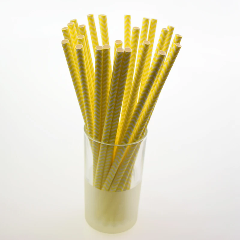 

25pcs/lot Yellow Stripe Paper Drinking Straws Mixed Party Wedding Decoration 12 Colors Wave Paper Straws FGHGF