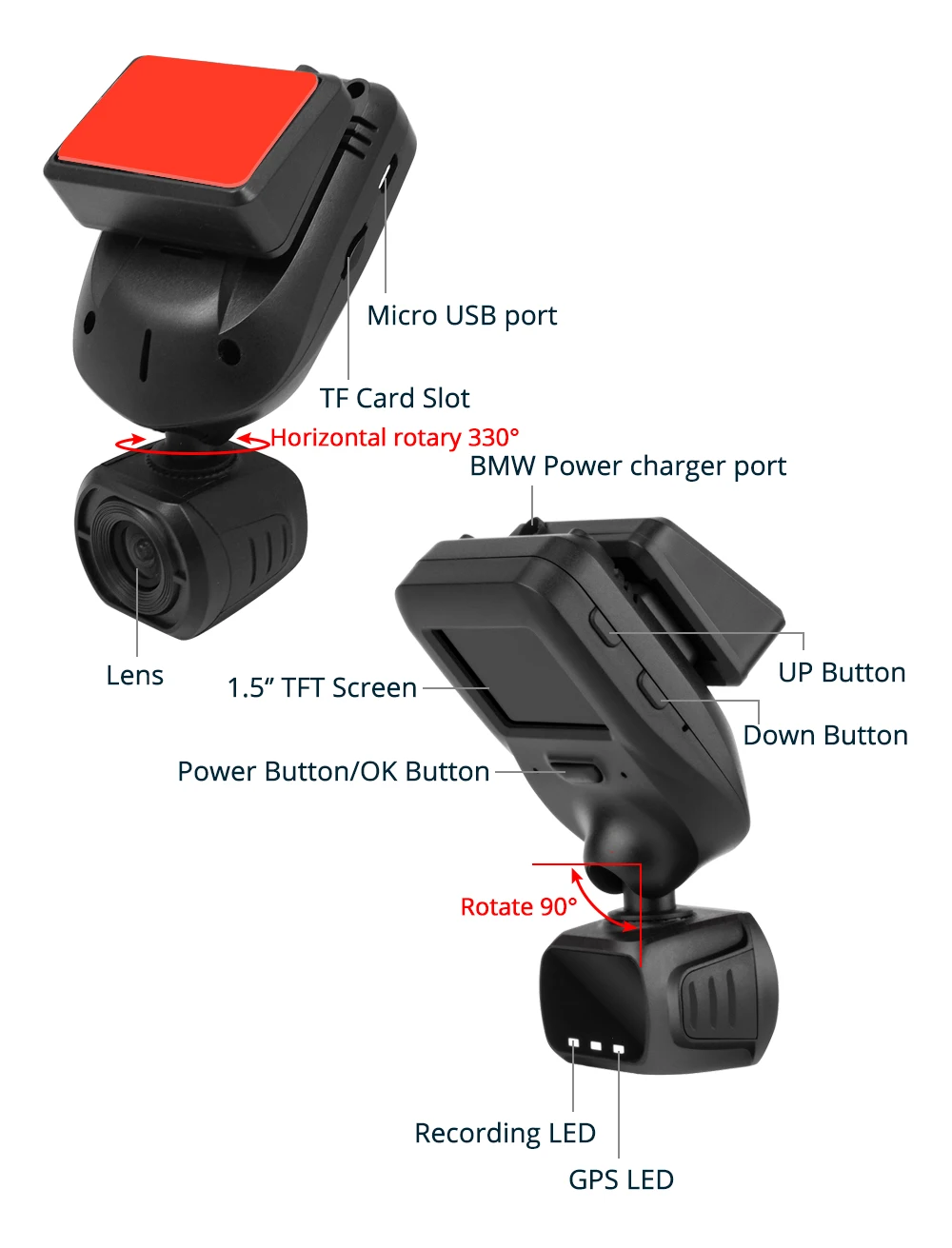 Arpenkin Mini Q9 Dash камера FHD 1296P режим парковки автомобиля gps Обнаружение движения поворот на 330 градусов камера Автомобильный видеорегистратор конденсаторы