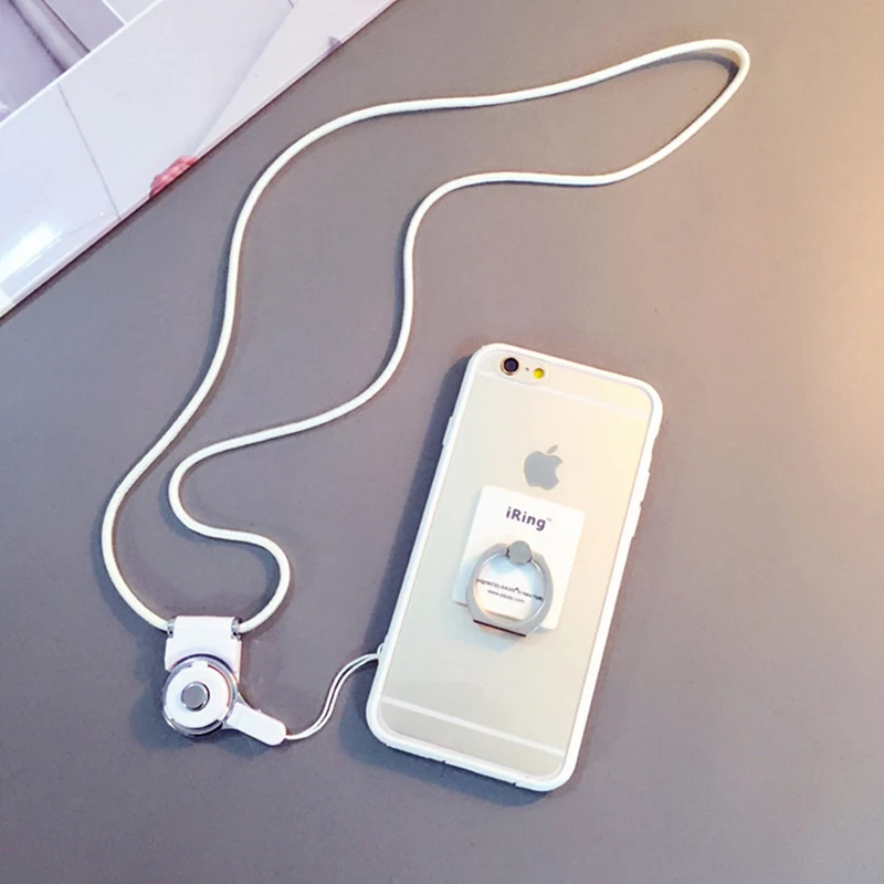 

2019 New Phone Case For Iphone 7 plus 6 Plus 6s Plus 6 6S 5 5S SE Metal Key Chain Finger Ring Holder Stand Neck Lanyard portable