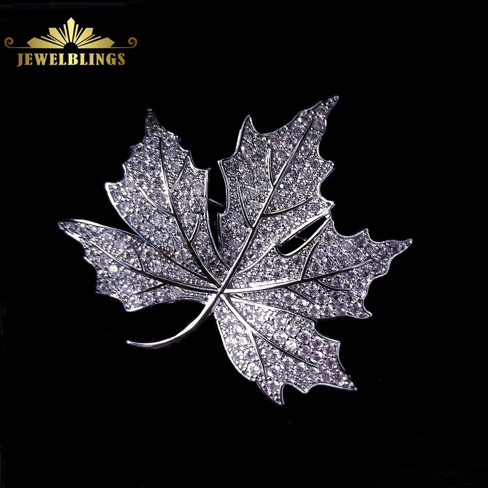 Folha de Bordo Broches e Alfinetes de Prata Broche de Bordo para Mãe Rainha Jóias Canadense Micro Pave Estilo Vitoriano Vintage cz Tom