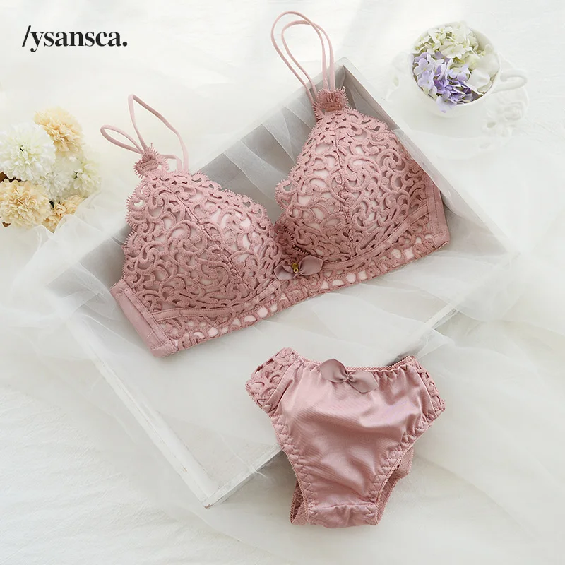

Europe and the new fashion design sexy lace thin bra push up sexy underwear set women White Red Pink 3 colors