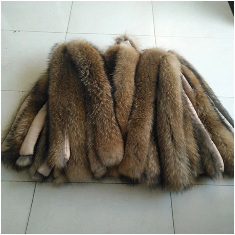 

Winter New Arrvial Fashion Warm Real Fur Collar Scarves 100% Genuine Raccoon Fur Scarf Trim of Down Coat Fur Strip Wrap Necks