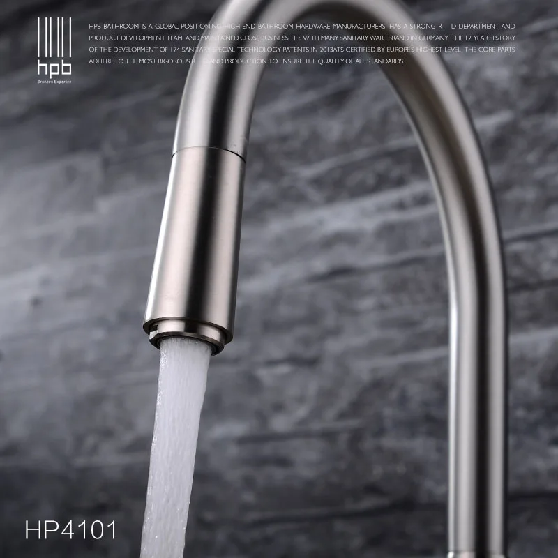 Free Shipping Quality Brushed Kitchen Faucet Mixer Tap Swivel Spout Pull Out Spray Head Cold Hot  Brass Sink faucet Water tap