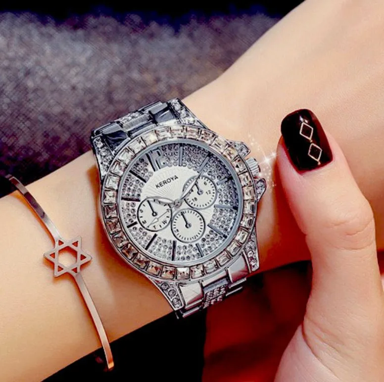 

2018 brand watch imported movement female watch waterproof starry high quality ladies quartz watch ladies strap business silver