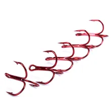 200 шт. Размер 2#-8# красный никель сильные тройные Крючки острые Крючки Рыболовный снасти рыболовный крючок Клеммная Снасть