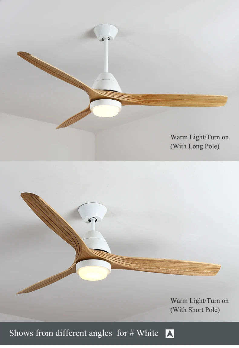 Ventilador de Teto com Luz Lâmpadas para Sala Moderno Polegada Criativo Ventilador Teto Jantar Quarto Restaurante Madeira Luz 4 Cor 52 17 Moderno ventilador de teto com luz 52