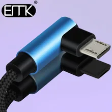 EMK нейлоновый Micro USB кабель 90 градусов 2A кабель передачи данных для быстрой зарядки телефона зарядное устройство Шнур для Xiaomi Redmi Note 5 huawei htc 30 см 1,2 м