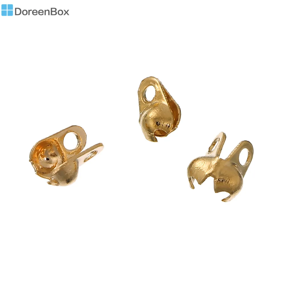 

Doreen Box Copper Calottes End Crimps Beads Ball Chain Connector Clasp Rose gold color (Fits Chain Size: 1.5mm) 4x3.3mm,500PCs