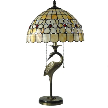

Tiffany Style Stained Glass Shade Table Lamp E26/E27 European Antique Copper Desk Light For Study Room Bedside Lighting TL157