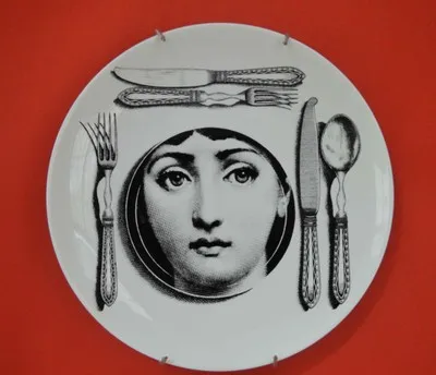 8 дюймов rosenthal Piero fornasetti тарелки Декоративная посуда подвесную пластину работа костяного фарфора настенные украшения Настенная фарфоровая тарелка - Цвет: Q