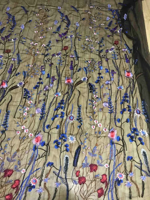 1 ярда в ширину 130 см вышивка сетка ткань африканский кружево цветок пришить пляжная юбка платье одежда шитье одежды и ткань - Цвет: D