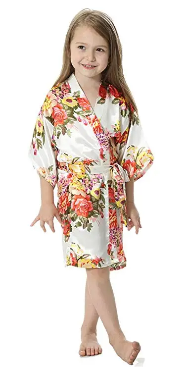 Малыш Дети ребенок девушки халаты пижамы детские пижамы атласные цветочные хлопок воротник пояса пижамы Халаты От 2 до 14 лет Pjs