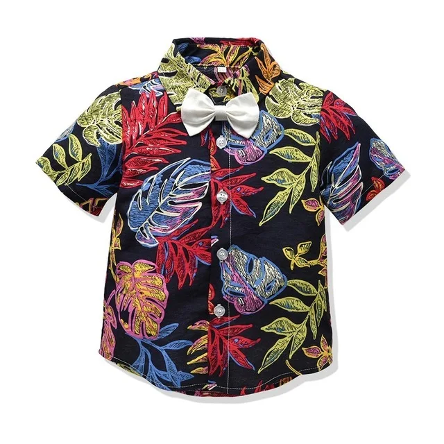 R& Z/ г. Комплект для мальчиков, рубашка с короткими рукавами и шорты Комплект из 2 предметов, ремень, подарок, летняя популярная одежда для маленьких джентльменов - Цвет: 0897