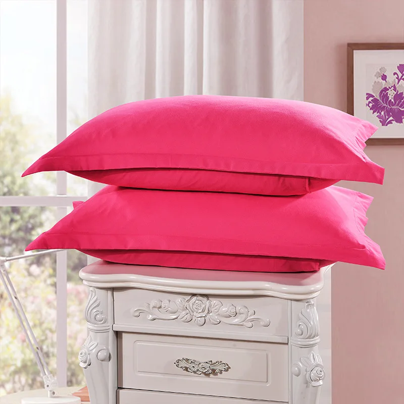 1 шт., чистый серый чехол для подушки, короткий стиль, полиэстер, чехол для подушки для спальни, сплошной цвет, наволочки 48 см* 74 см, XF336-3 - Цвет: Rose Red